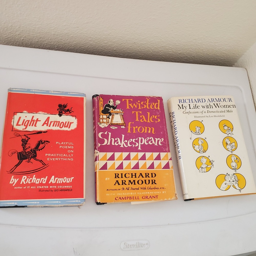 Richard Armour Book Lot 3pc Light Armour Twisted Tales Shakespeare My Life Women